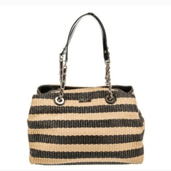 🍁🍂RARE HTF VINTAGE KATE SPADE NEW YORK Raffia Shoulder Bag - Picture 2 of 10